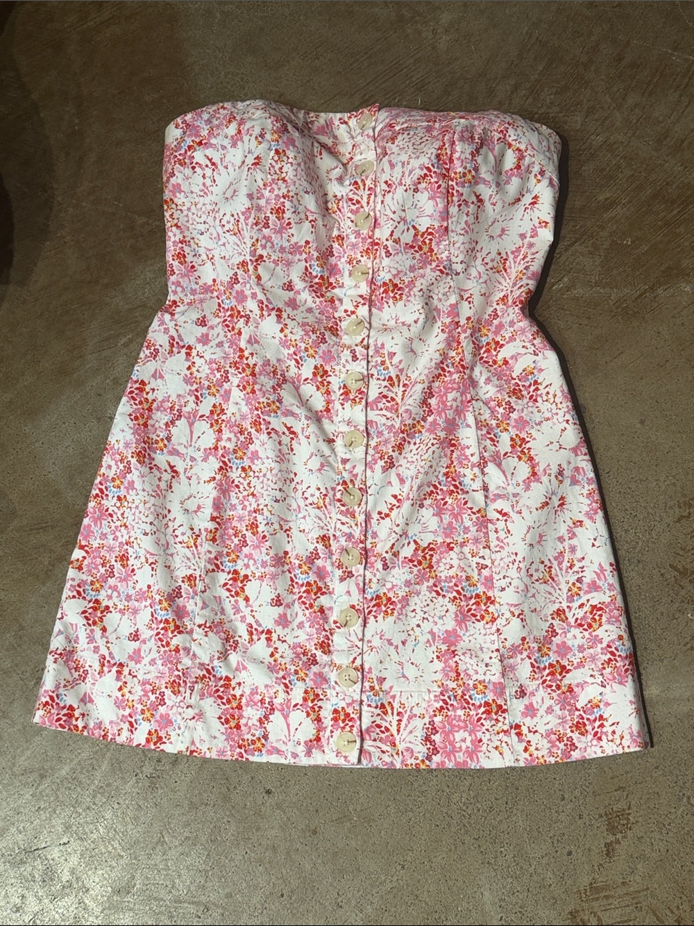 Free People Floral Strapless Mini Dress